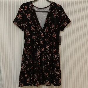 NOBO Black Dress With Wildflower Bouquets On It